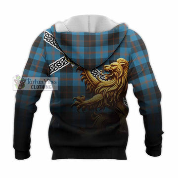 Horsburgh Crest Tartan Knitted Hoodie with Golden Lion Emblem Celtic Style - Tartan Vibes Clothing