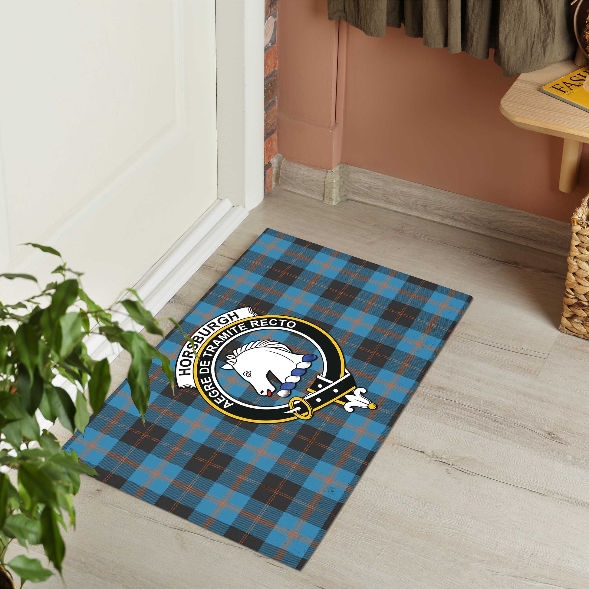 Horsburgh Tartan Rubber Doormat with Family Crest - Tartan Vibes Clothing