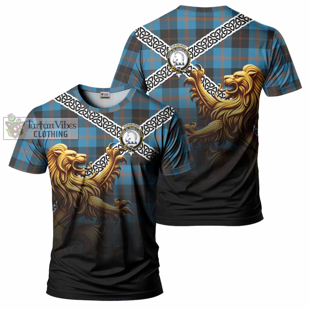 Horsburgh Crest Tartan T-Shirt with Golden Lion Emblem Celtic Style - Tartan Vibes Clothing