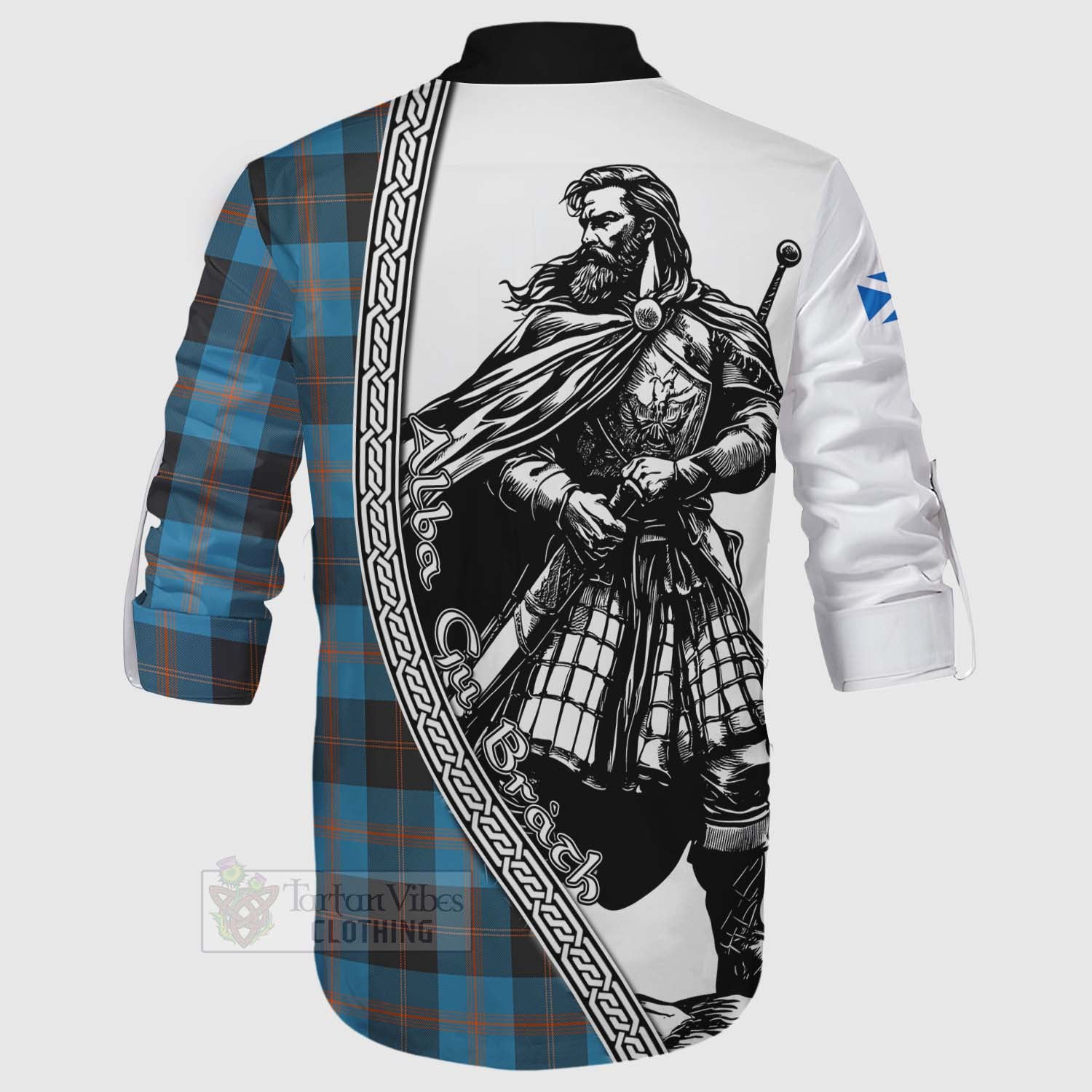 Horsburgh Tartan Clan Crest Ghillie Kilt Shirt with Highlander Warrior Celtic Style - Tartan Vibes Clothing