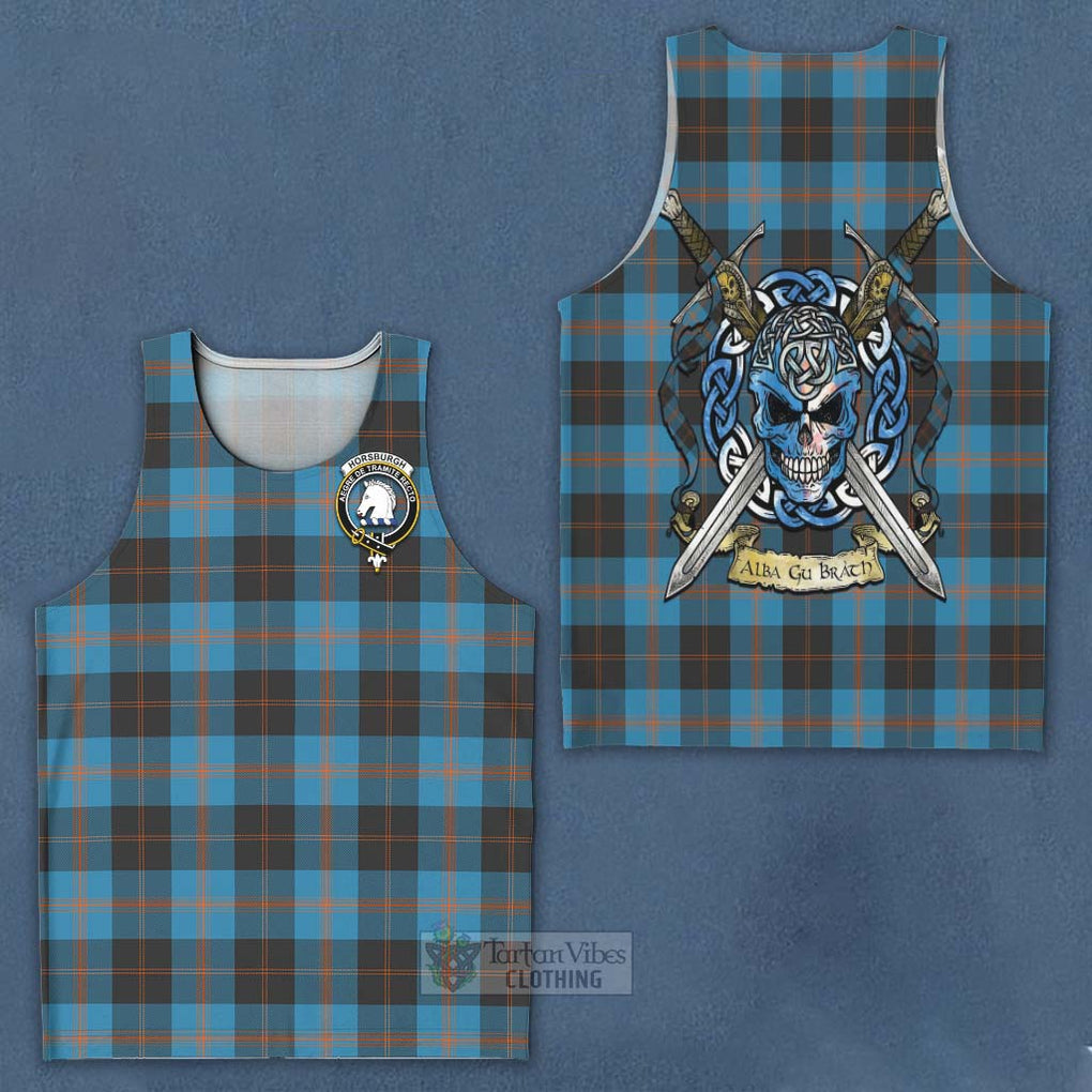 Horsburgh Tartan Men's Tank Top with Family Crest Celtic Skull Style - Tartan Vibes Clothing