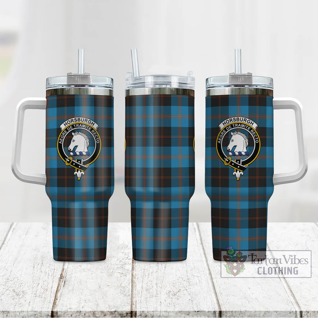 Horsburgh Tartan Tumbler with Handle with Family Crest - Tartan Vibes Clothing