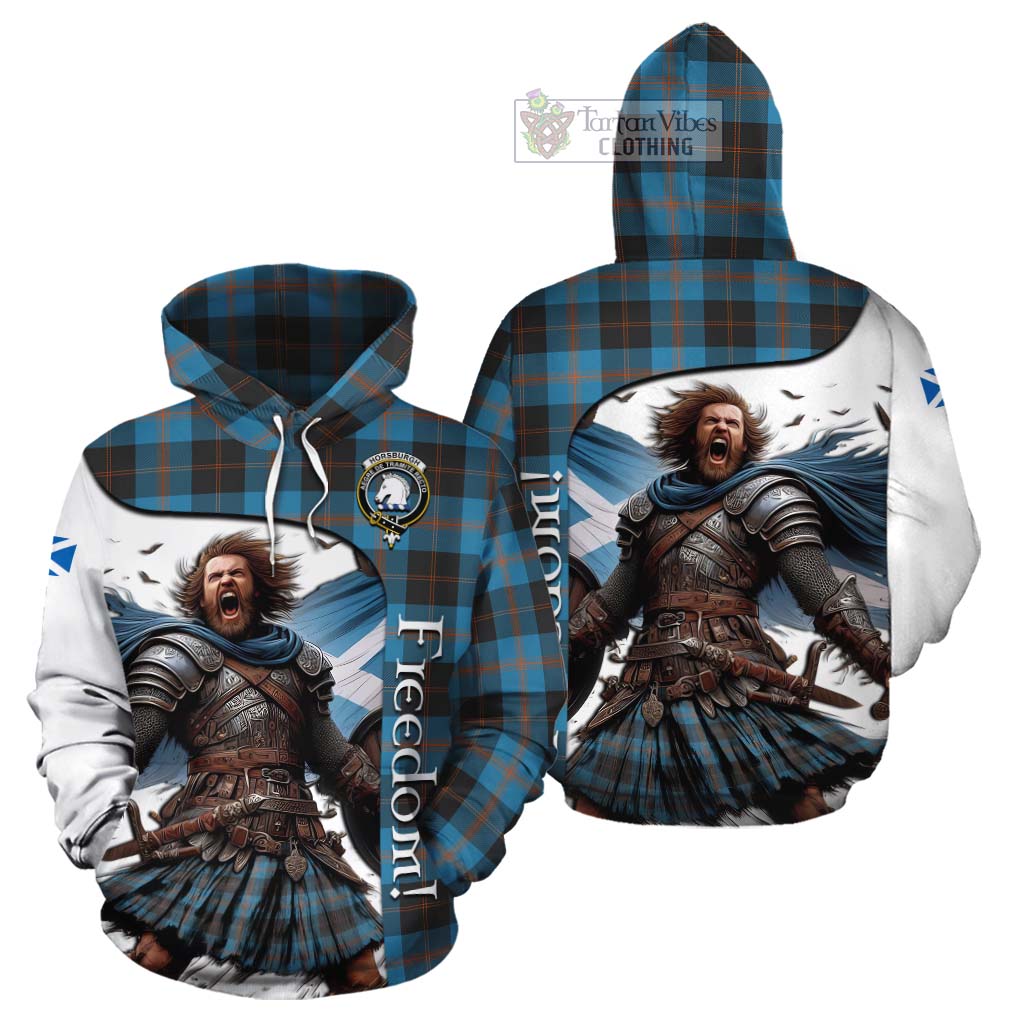 Tartan Vibes Clothing Horsburgh Crest Tartan Cotton Hoodie Inspired by the Freedom of Scottish Warrior