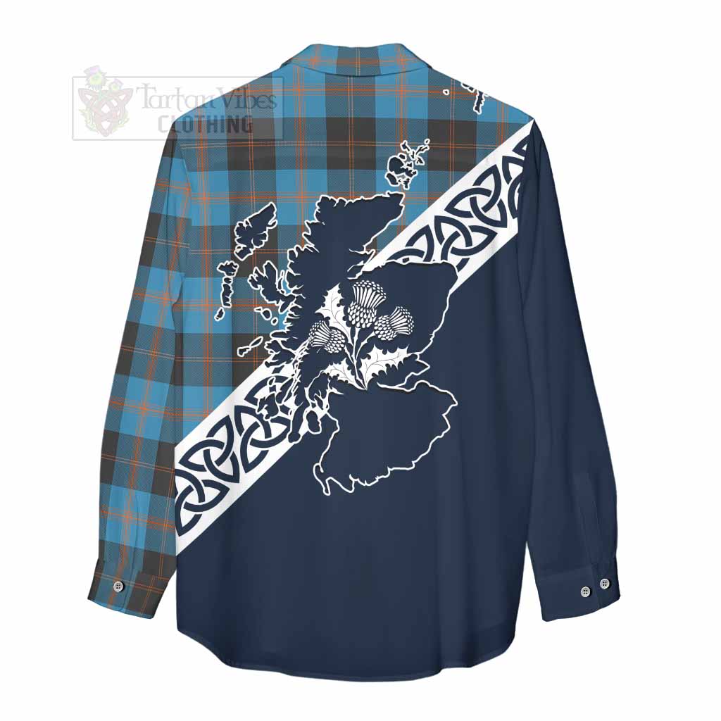 Horsburgh Tartan Women's Casual Shirt Featuring Thistle and Scotland Map - Tartan Vibes Clothing