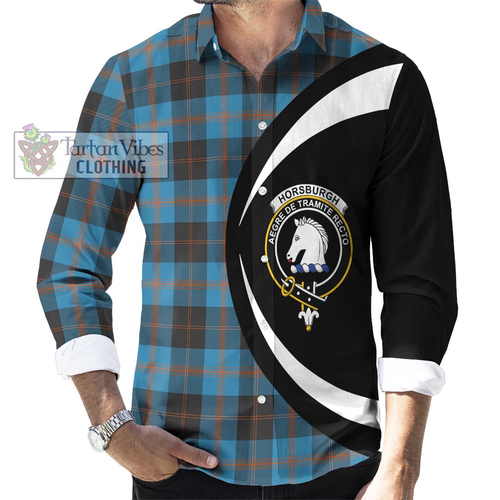 Horsburgh Tartan Long Sleeve Button Up with Family Crest Circle Style - Tartan Vibes Clothing