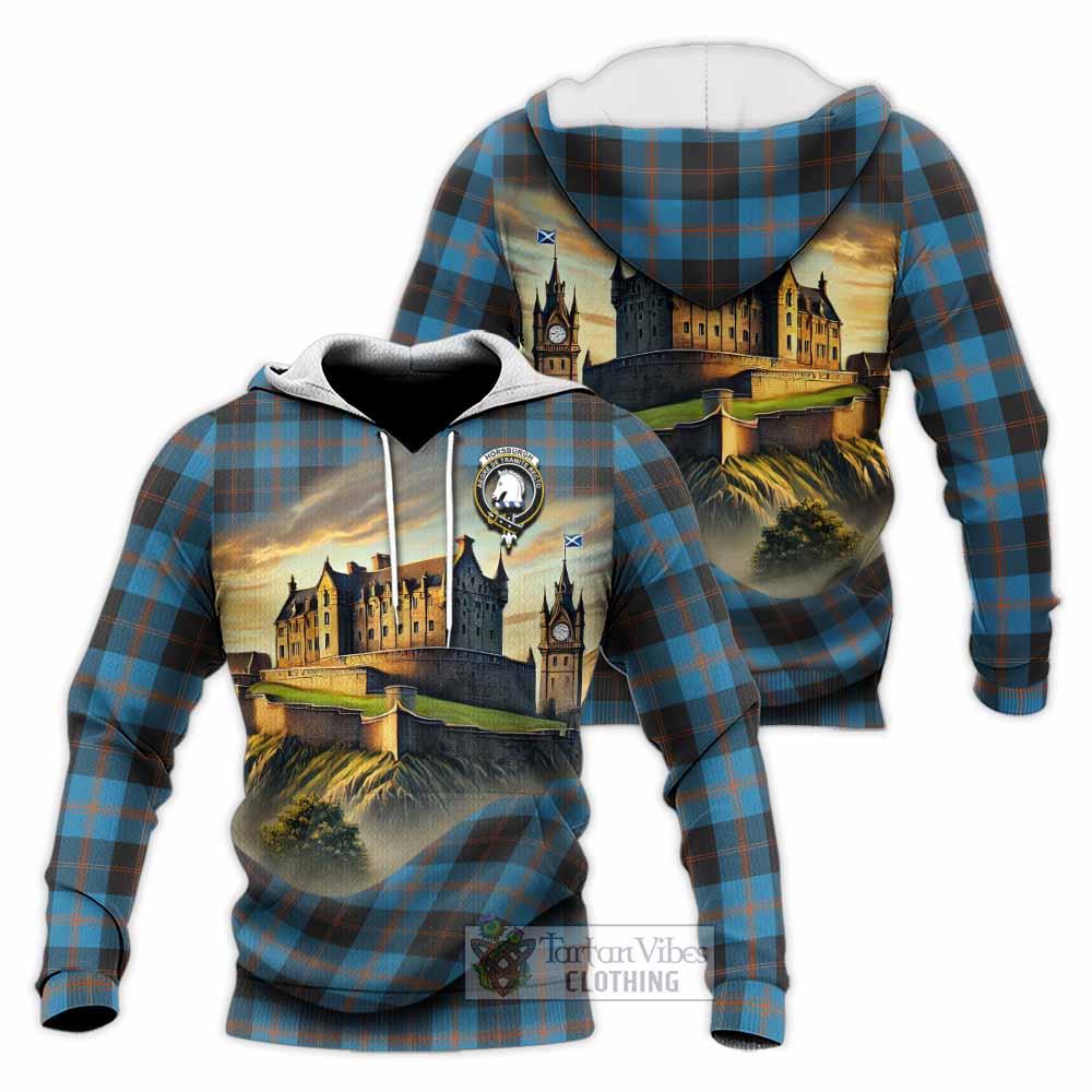 Horsburgh Tartan Family Crest Knitted Hoodie with Scottish Ancient Castle Style - Tartan Vibes Clothing