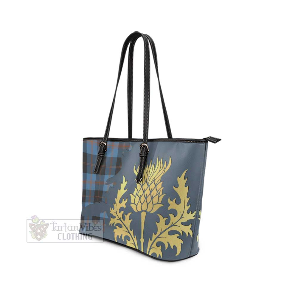 Horsburgh Tartan Leather Tote Bag Gold Thistle Style - Tartan Vibes Clothing