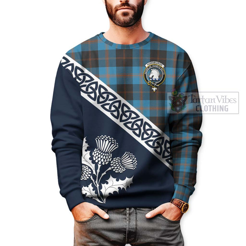 Horsburgh Tartan Sweatshirt Featuring Thistle and Scotland Map - Tartan Vibes Clothing