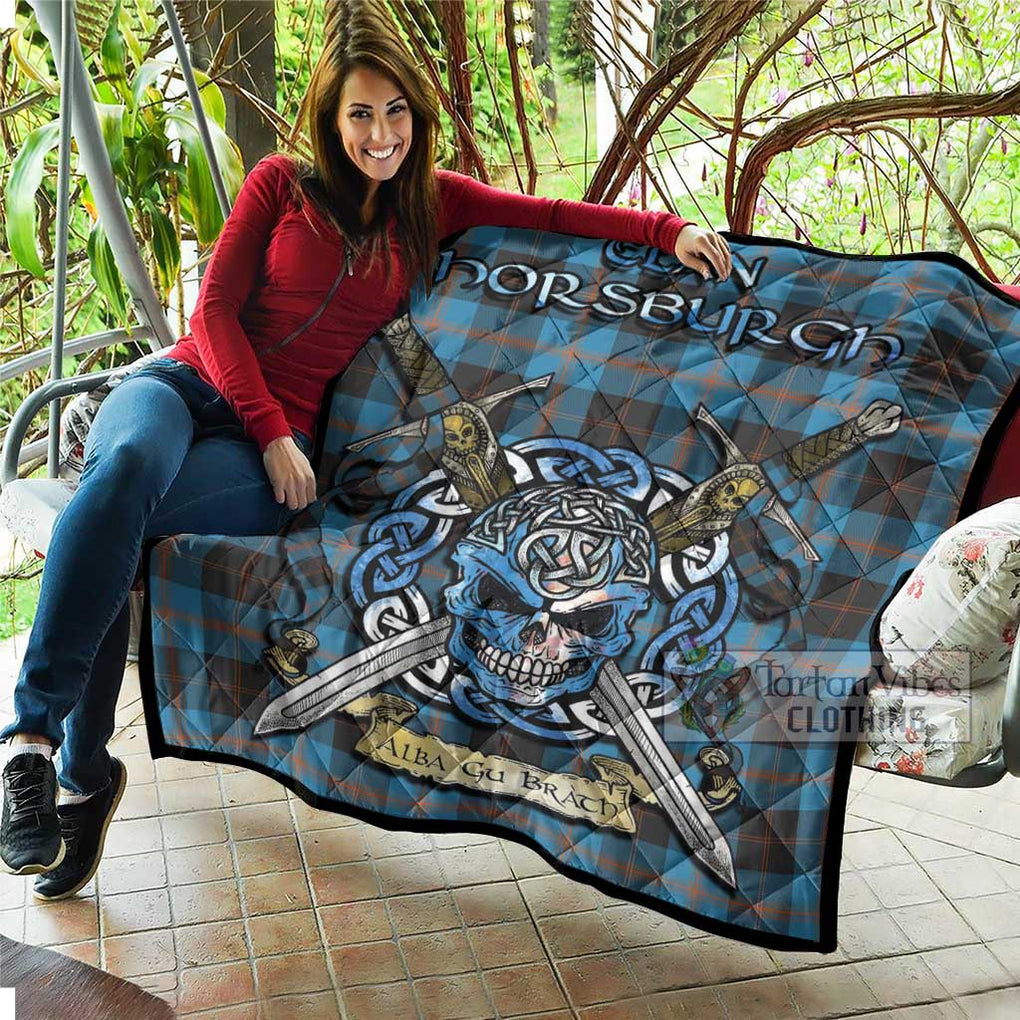 Horsburgh Tartan Quilt with Celtic Skull Alba Gu Brath Style - Tartan Vibes Clothing