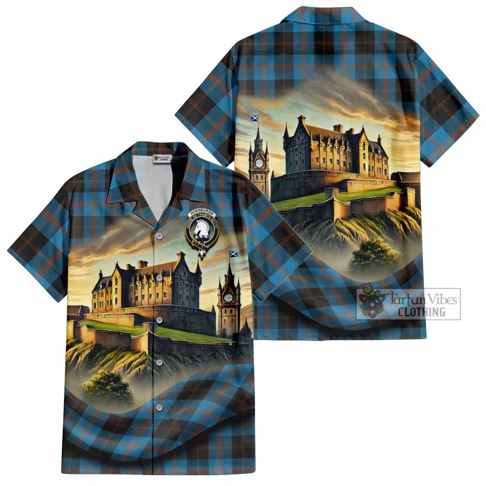 Horsburgh Tartan Family Crest Hawaiian Shirt with Scottish Ancient Castle Style - Tartan Vibes Clothing