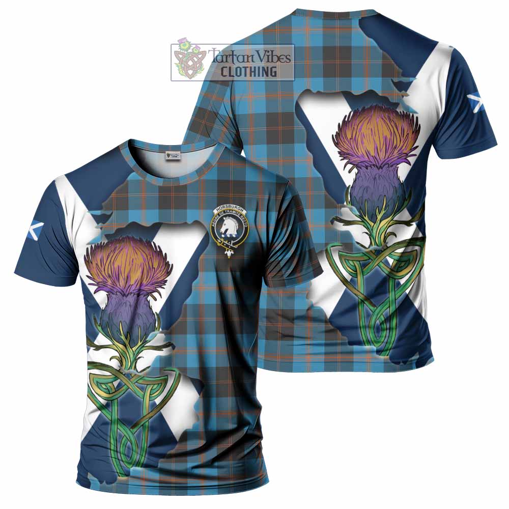 Tartan Vibes Clothing Horsburgh Tartan Family Crest T-Shirt Scottish Thistle Celtic Inspired