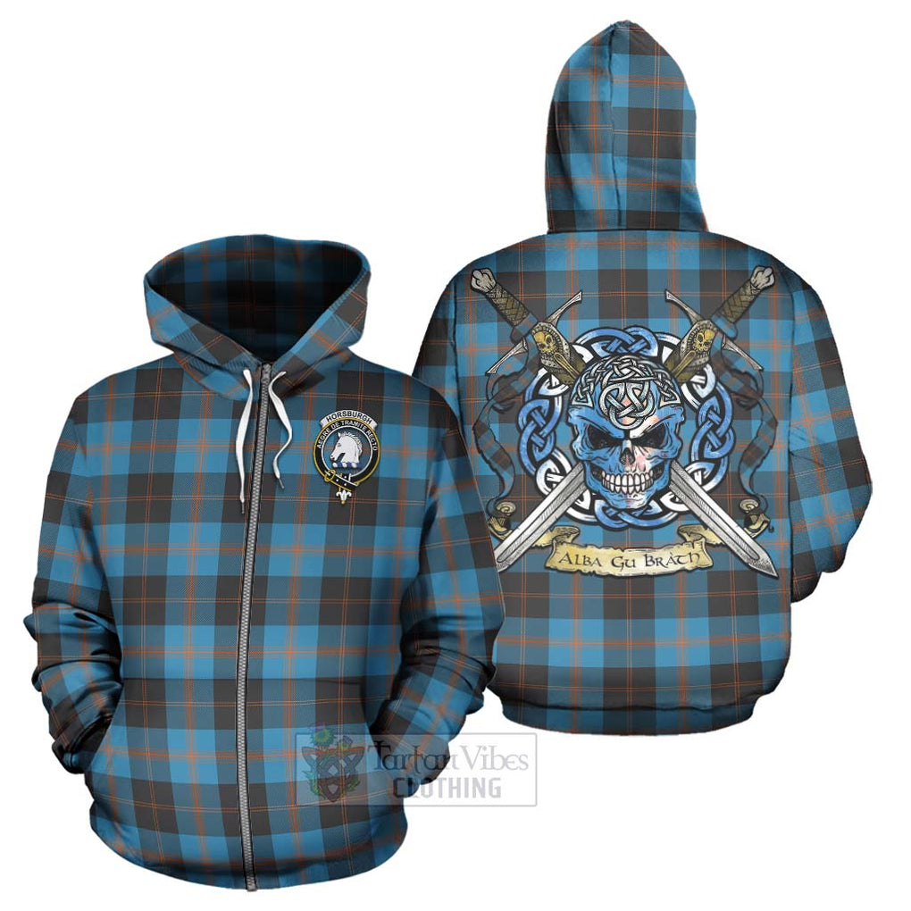Horsburgh Tartan Hoodie with Family Crest Celtic Skull Style - Tartan Vibes Clothing