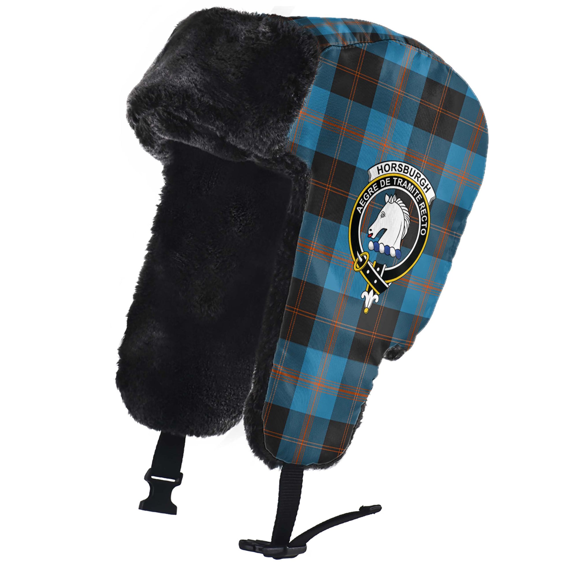 Horsburgh Tartan Winter Trapper Hat with Family Crest - Tartan Vibes Clothing