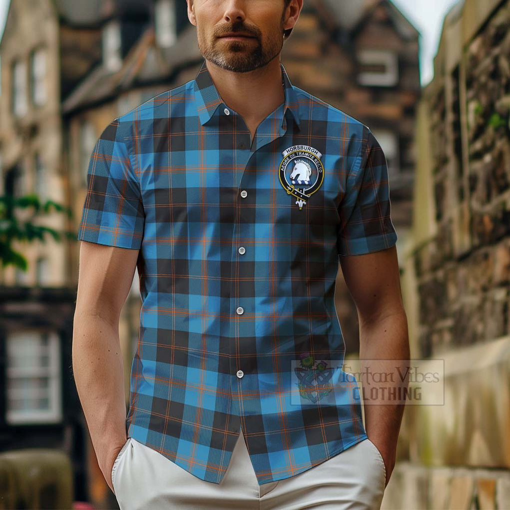 Horsburgh Tartan Hawaiian Shirt with Family Crest Celtic Skull Style - Tartan Vibes Clothing