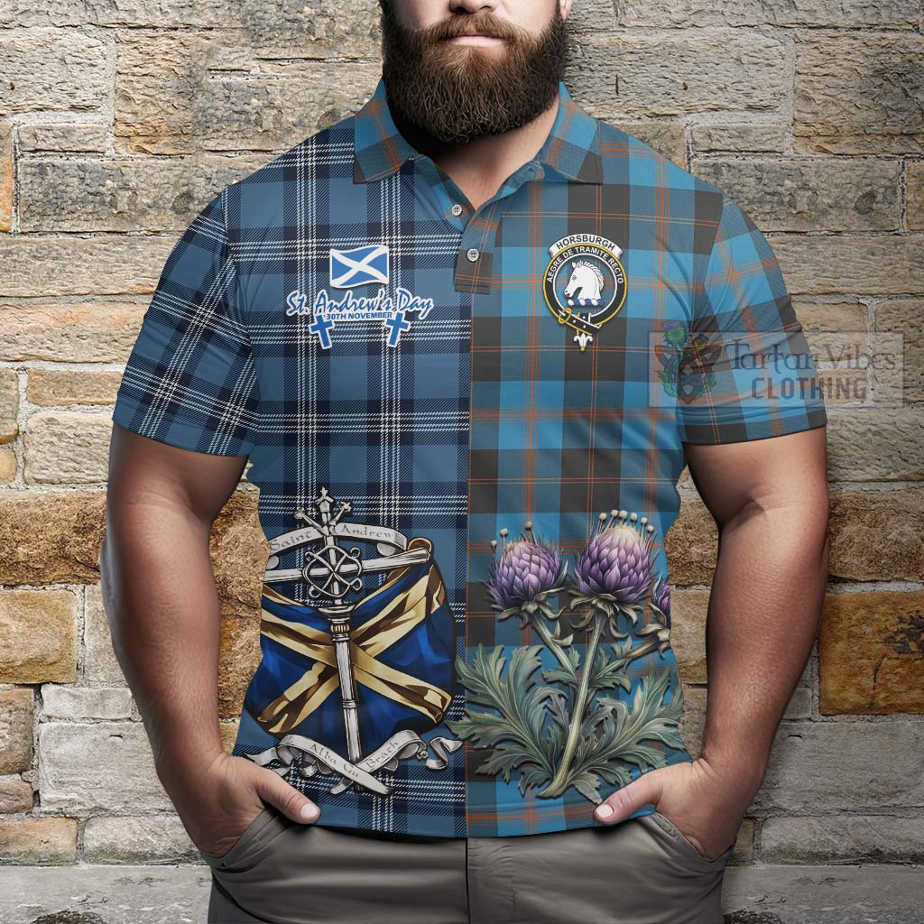 Horsburgh Tartan Polo Shirt Happy St. Andrew's Day Half Tartan Style - Tartan Vibes Clothing