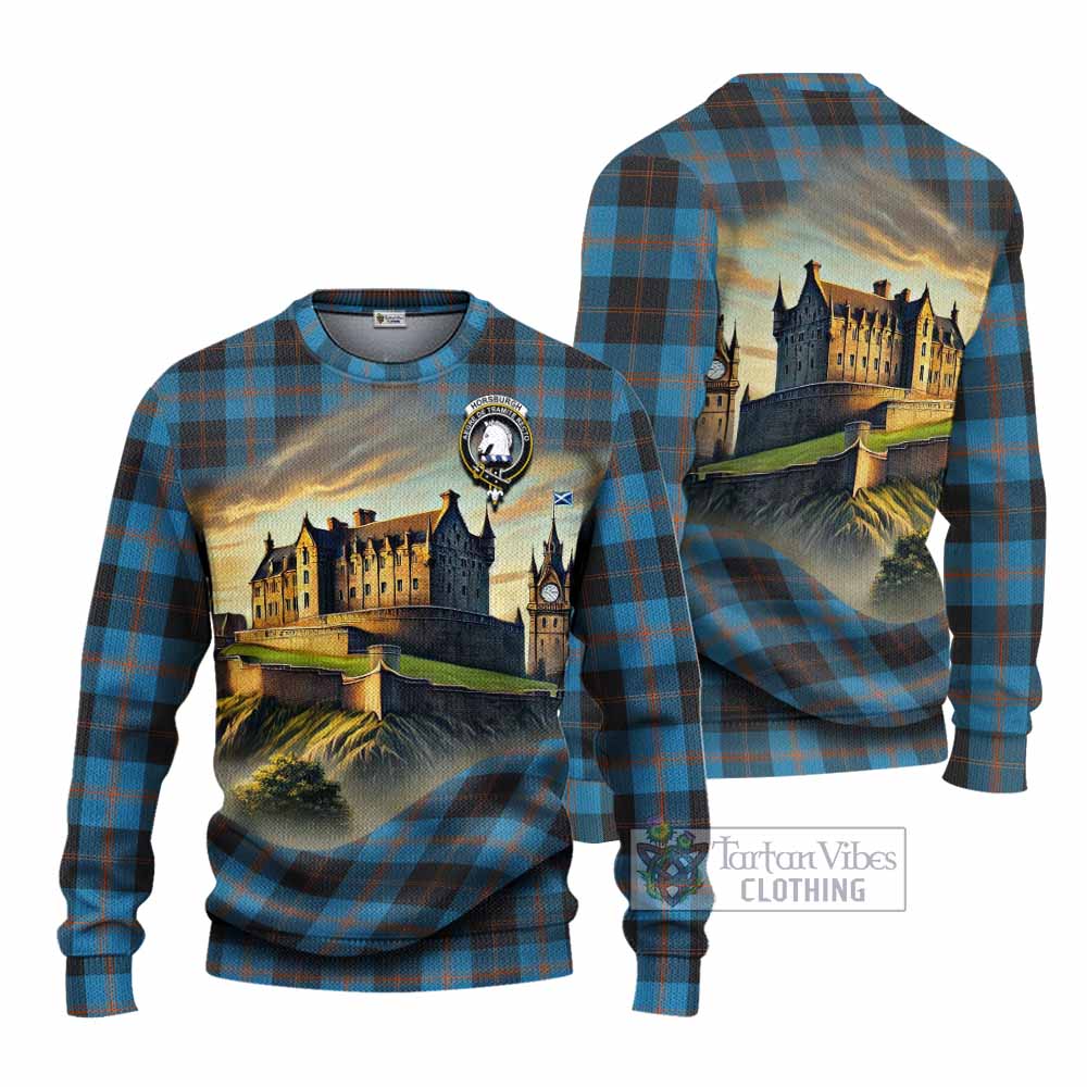 Horsburgh Tartan Family Crest Knitted Sweater with Scottish Ancient Castle Style - Tartan Vibes Clothing