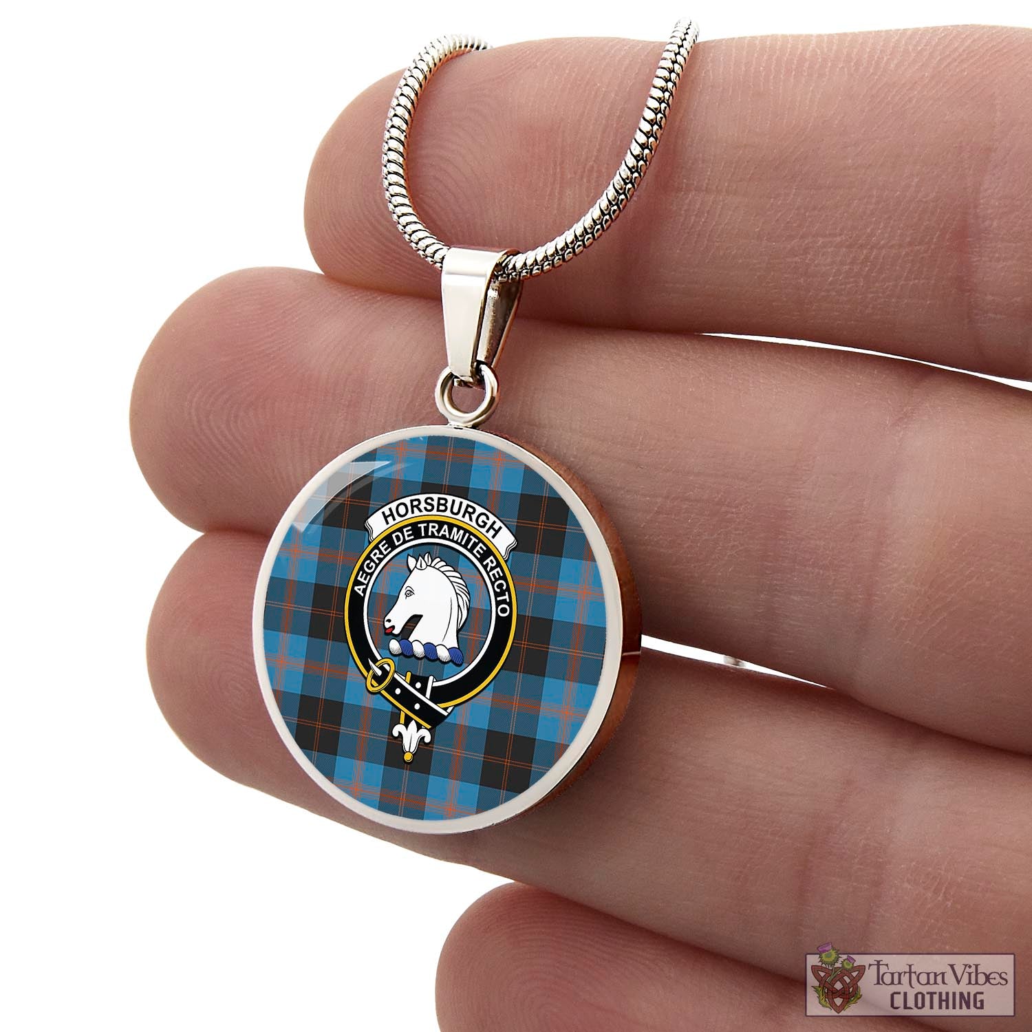 Horsburgh Tartan Circle Necklace with Family Crest - Tartan Vibes Clothing