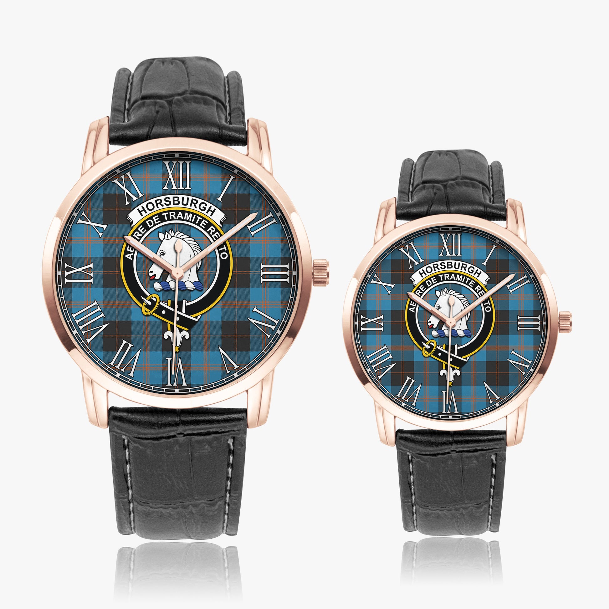 Horsburgh Tartan Family Crest Leather Strap Quartz Watch - Tartan Vibes Clothing