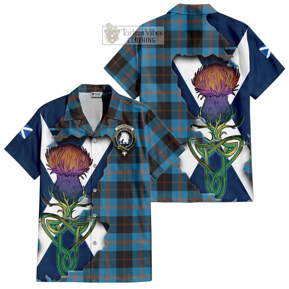 Horsburgh Tartan Family Crest Hawaiian Shirt Scottish Thistle Celtic Inspired - Tartan Vibes Clothing