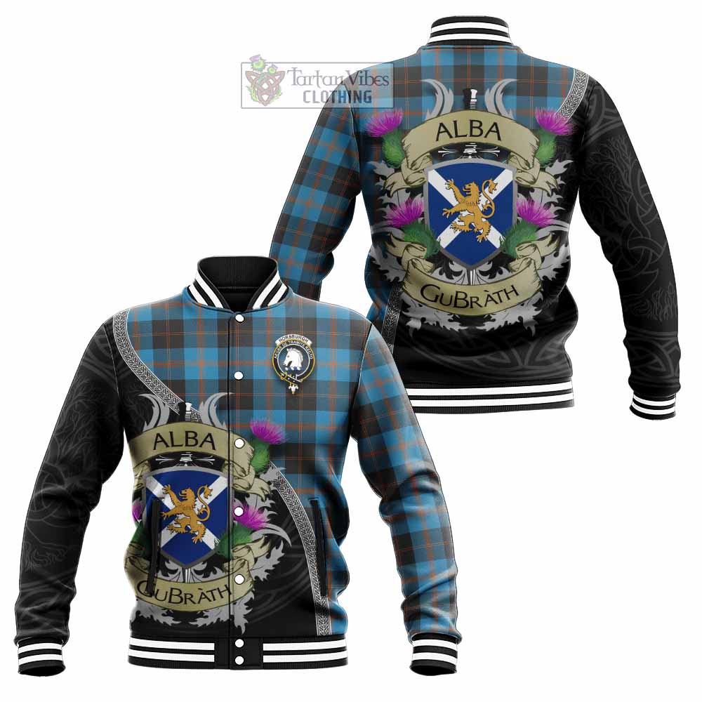Horsburgh Tartan Family Crest Baseball Jacket Lion Rampant Royal Thistle Shield Celtic Inspired - Tartan Vibes Clothing