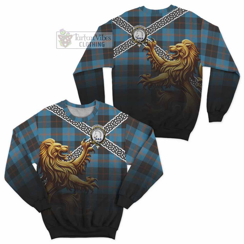 Horsburgh Crest Tartan Sweatshirt with Golden Lion Emblem Celtic Style - Tartan Vibes Clothing