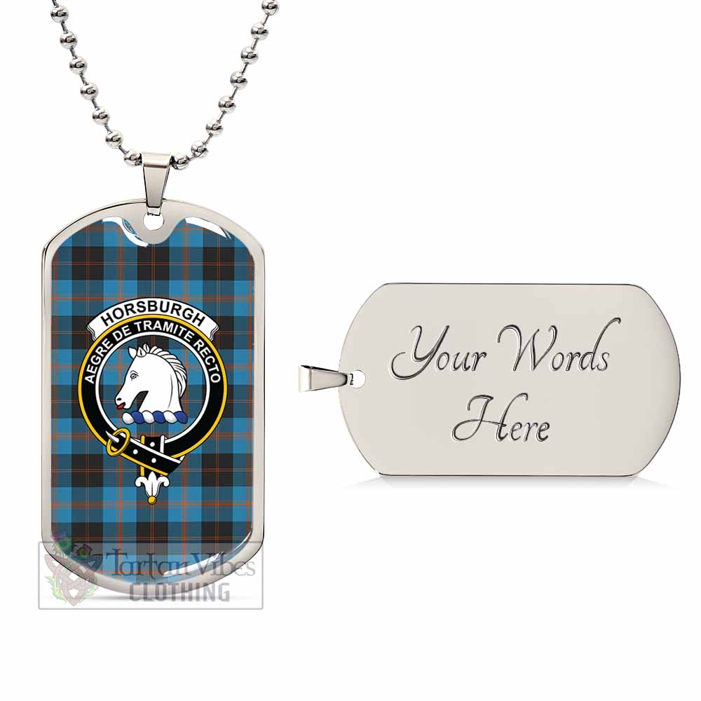 Horsburgh Tartan Dog Tag Necklace with Family Crest Silver Yes - Tartan Vibes Clothing