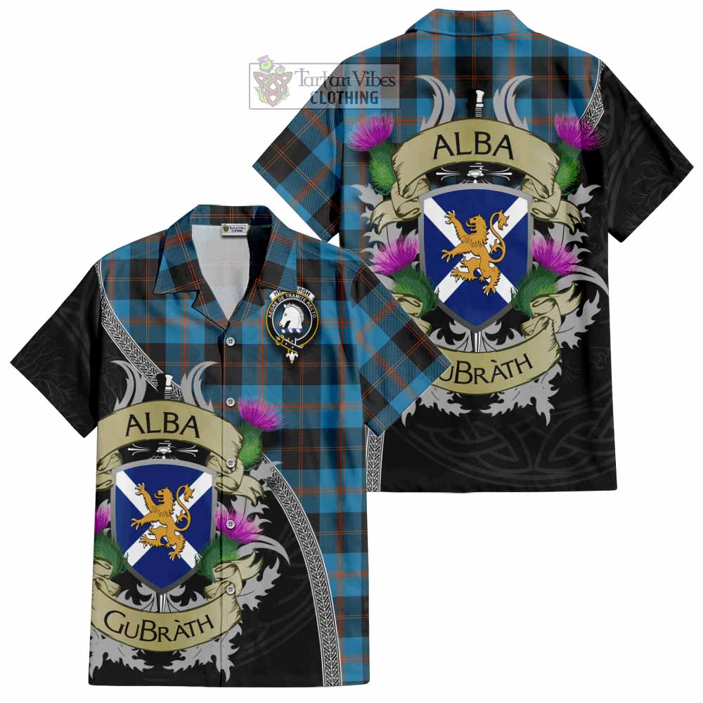 Horsburgh Tartan Family Crest Hawaiian Shirt Lion Rampant Royal Thistle Shield Celtic Inspired - Tartan Vibes Clothing