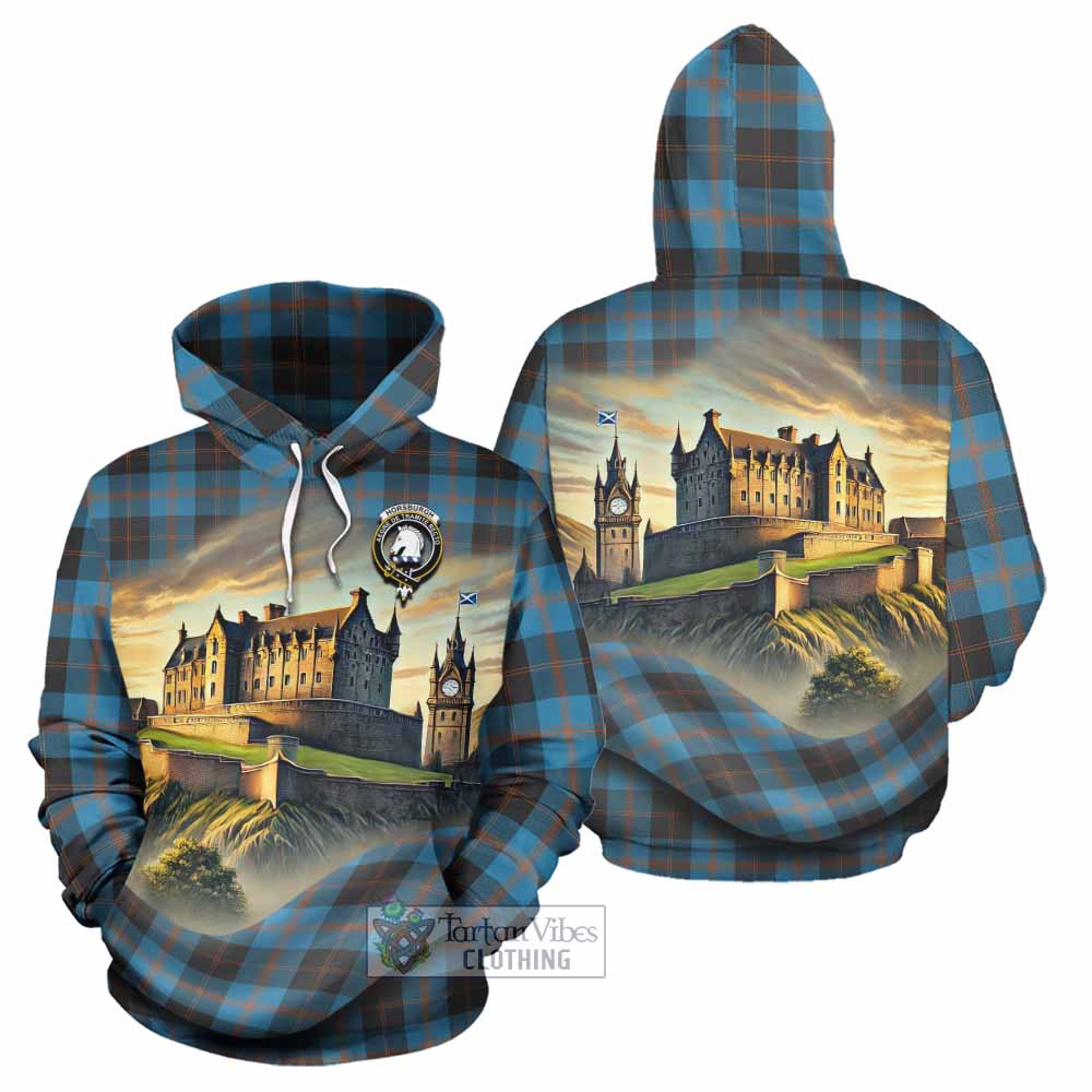 Horsburgh Tartan Family Crest Hoodie with Scottish Ancient Castle Style - Tartan Vibes Clothing