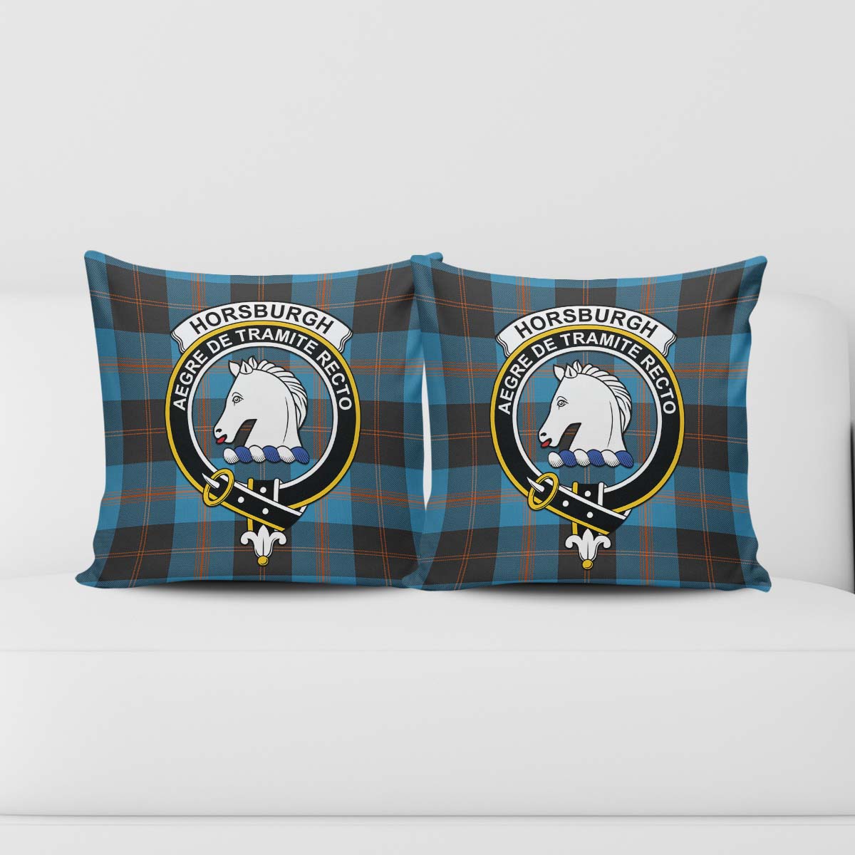 Horsburgh Tartan Pillow Cover with Family Crest - Tartan Vibes Clothing