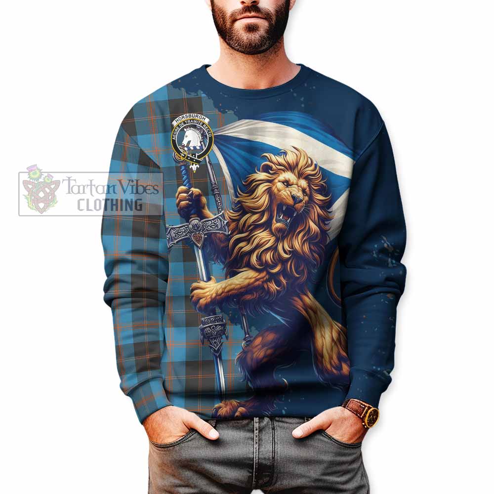 Horsburgh Tartan Family Crest Sweatshirt with Scottish Majestic Lion - Tartan Vibes Clothing