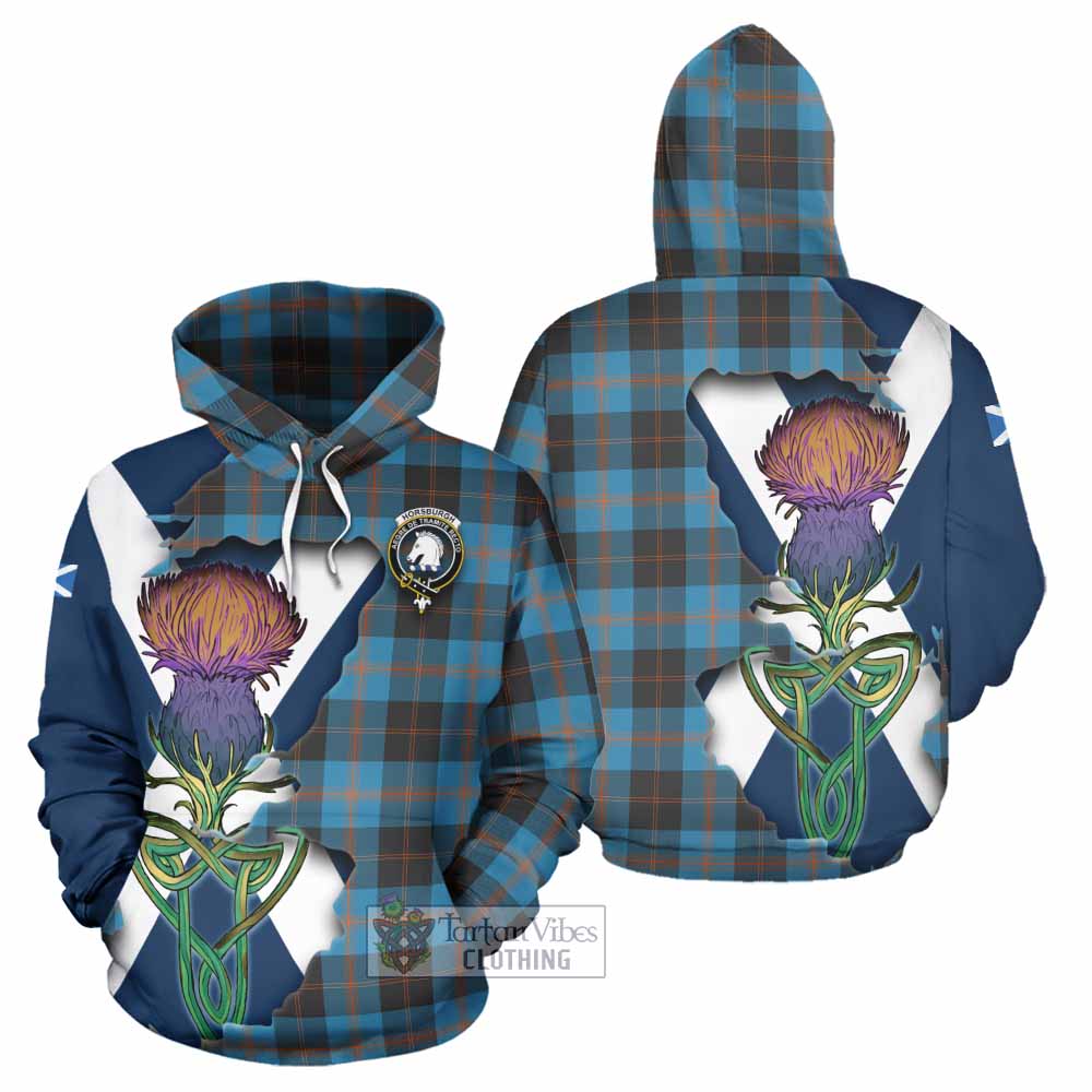 Tartan Vibes Clothing Horsburgh Tartan Family Crest Hoodie Scottish Thistle Celtic Inspired