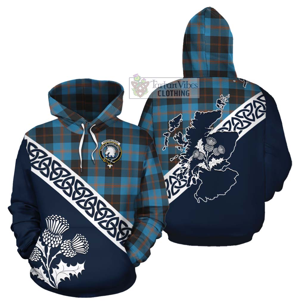 Horsburgh Tartan Cotton Hoodie Featuring Thistle and Scotland Map Zip Hoodie - Tartan Vibes Clothing