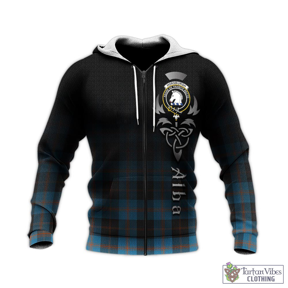 Horsburgh Tartan Knitted Hoodie Featuring Alba Gu Brath Family Crest Celtic Inspired - Tartan Vibes Clothing
