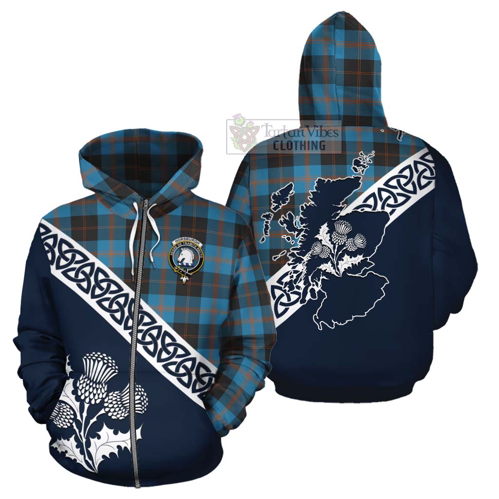 Horsburgh Tartan Cotton Hoodie Featuring Thistle and Scotland Map - Tartan Vibes Clothing