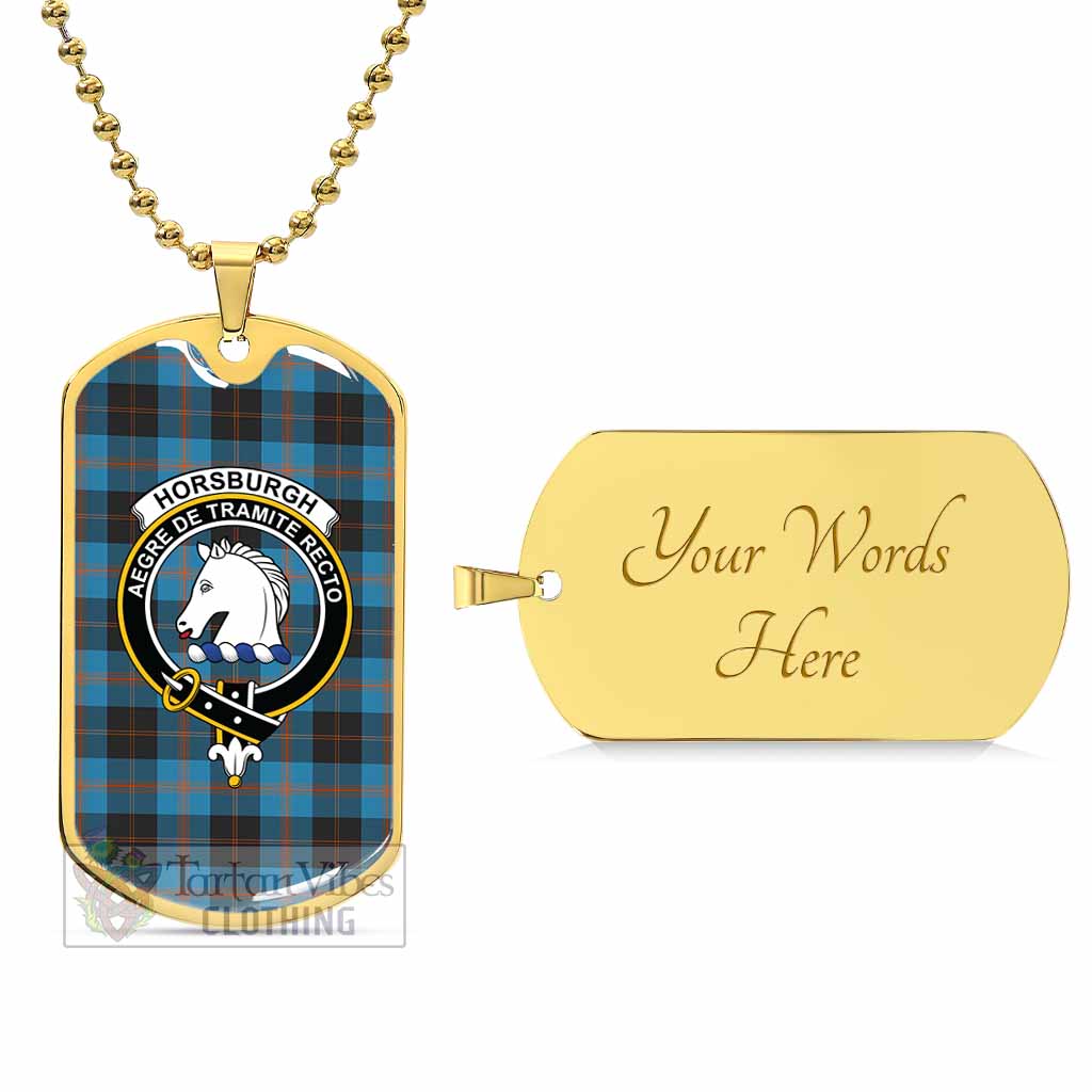 Horsburgh Tartan Dog Tag Necklace with Family Crest Gold Yes - Tartan Vibes Clothing