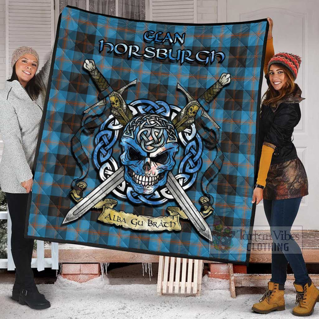 Horsburgh Tartan Quilt with Celtic Skull Alba Gu Brath Style - Tartan Vibes Clothing