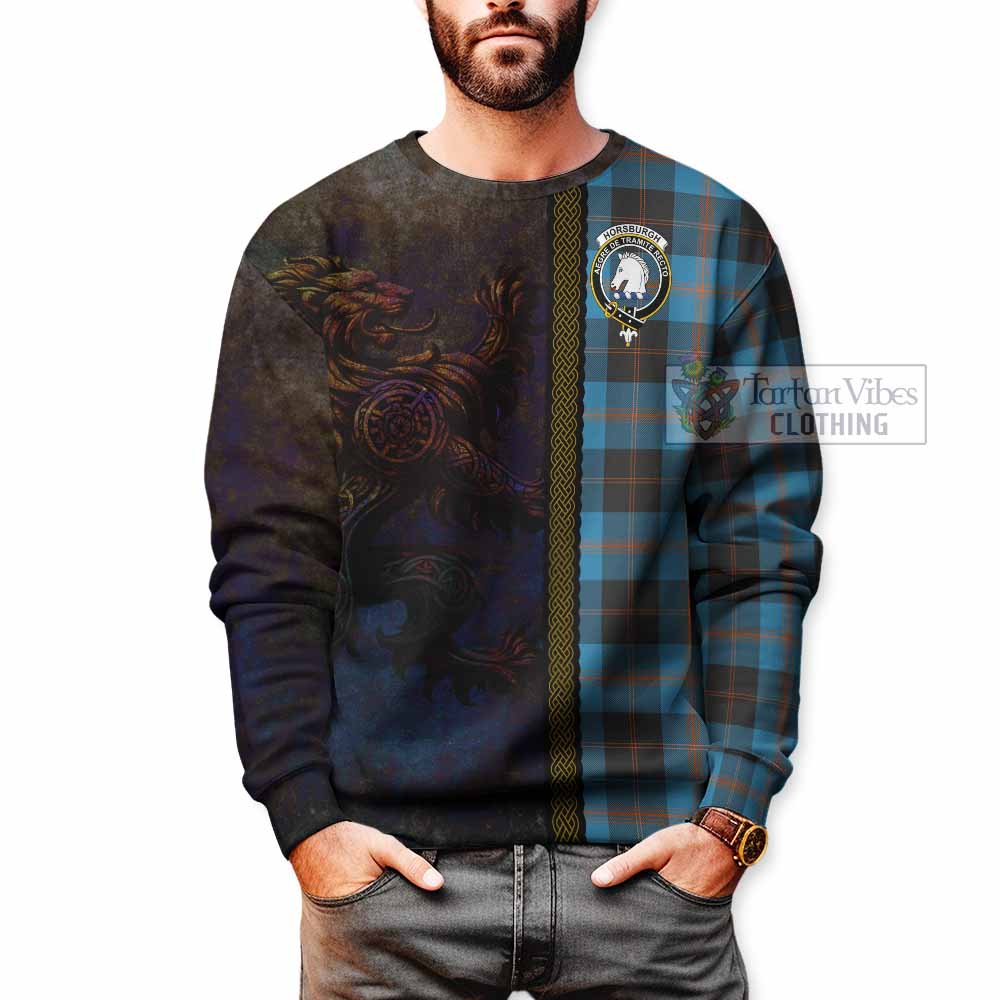 Horsburgh Tartan Family Crest Sweatshirt Alba Gu Brath Be Brave Lion Ancient Style - Tartan Vibes Clothing