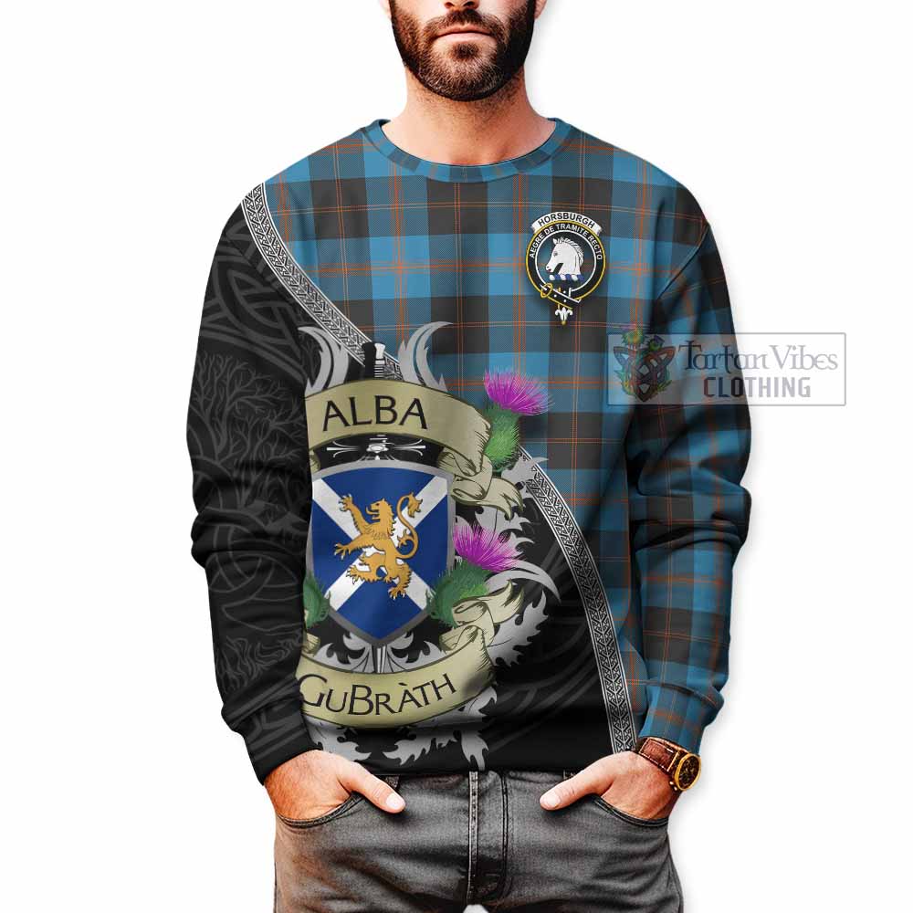 Horsburgh Tartan Family Crest Sweatshirt Lion Rampant Royal Thistle Shield Celtic Inspired - Tartan Vibes Clothing