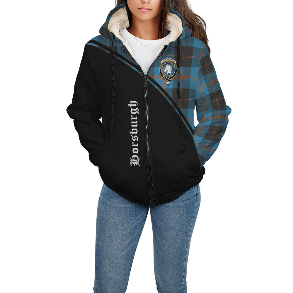 Horsburgh Tartan Sherpa Hoodie with Family Crest Curve Style - Tartan Vibes Clothing