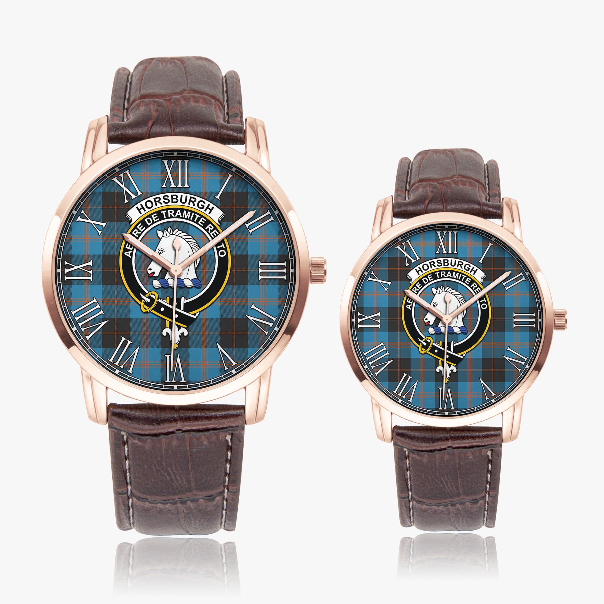 Horsburgh Tartan Family Crest Leather Strap Quartz Watch - Tartan Vibes Clothing