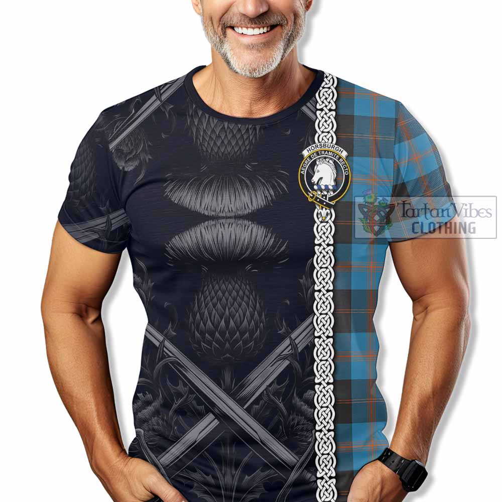 Horsburgh Tartan T-Shirt with Family Crest Cross Sword Thistle Celtic Vibes - Tartan Vibes Clothing