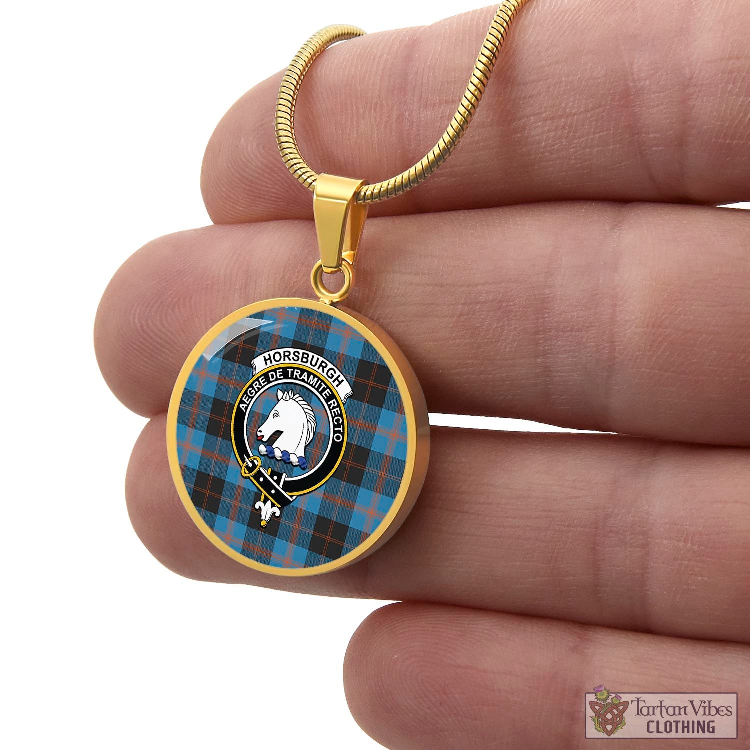 Horsburgh Tartan Circle Necklace with Family Crest - Tartan Vibes Clothing