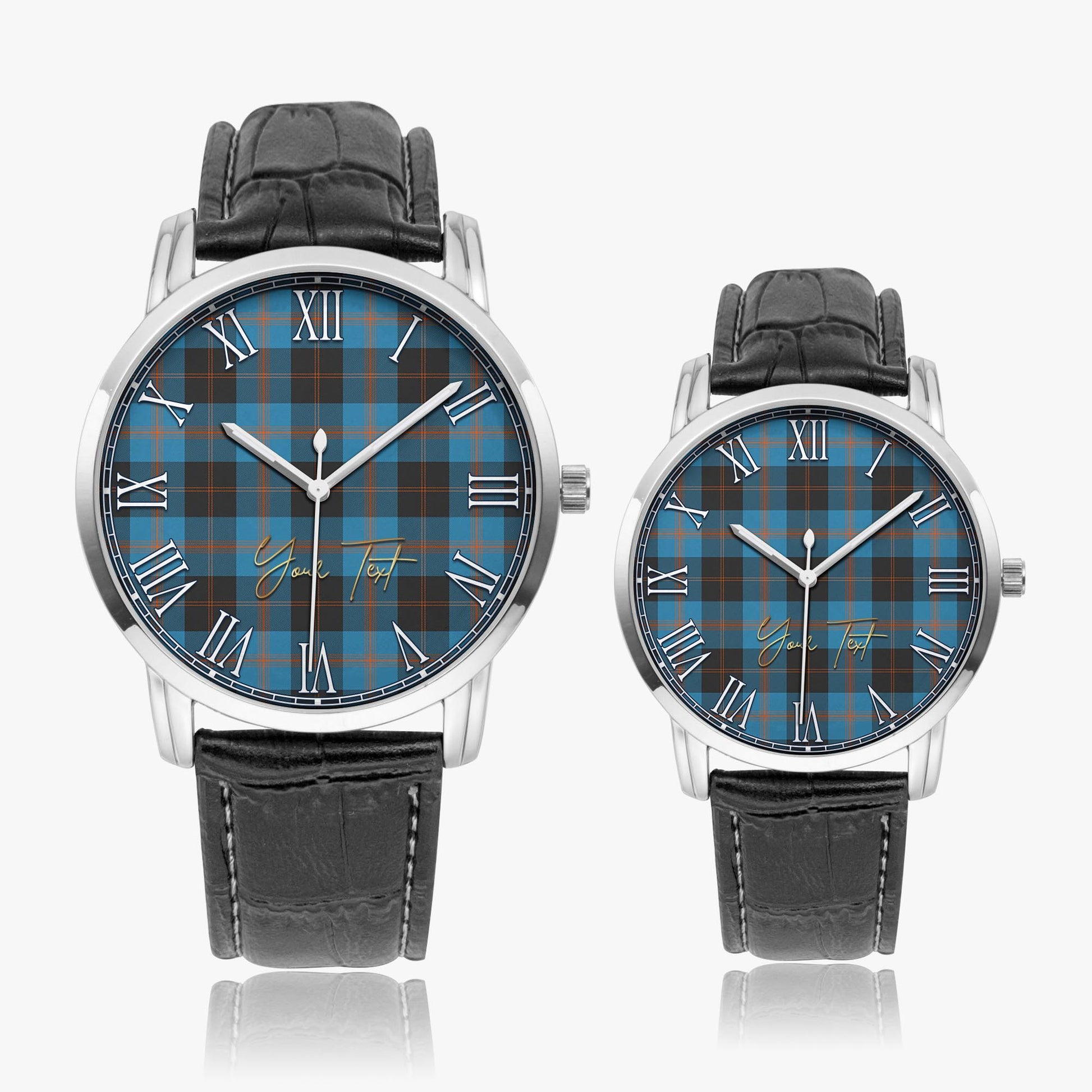Horsburgh Tartan Personalized Your Text Leather Trap Quartz Watch - Tartan Vibes Clothing