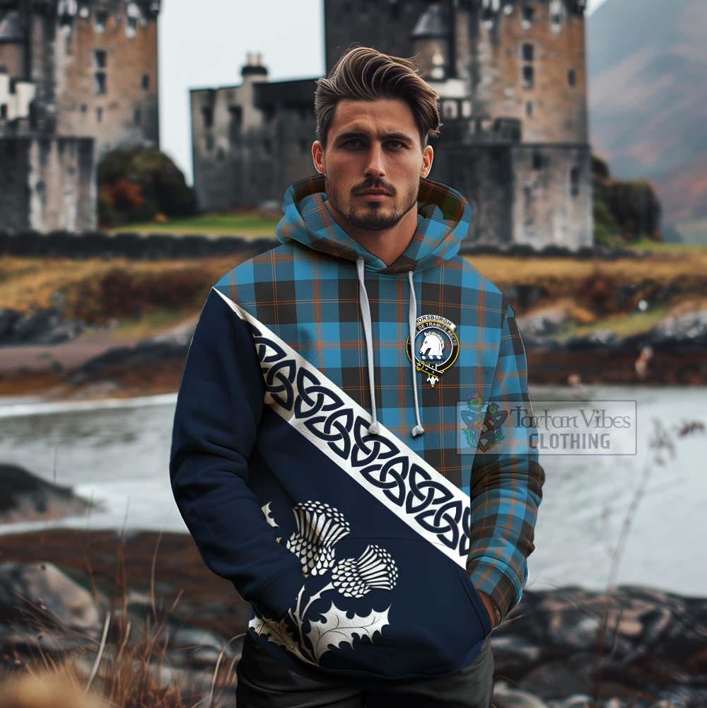 Horsburgh Tartan Cotton Hoodie Featuring Thistle and Scotland Map - Tartan Vibes Clothing