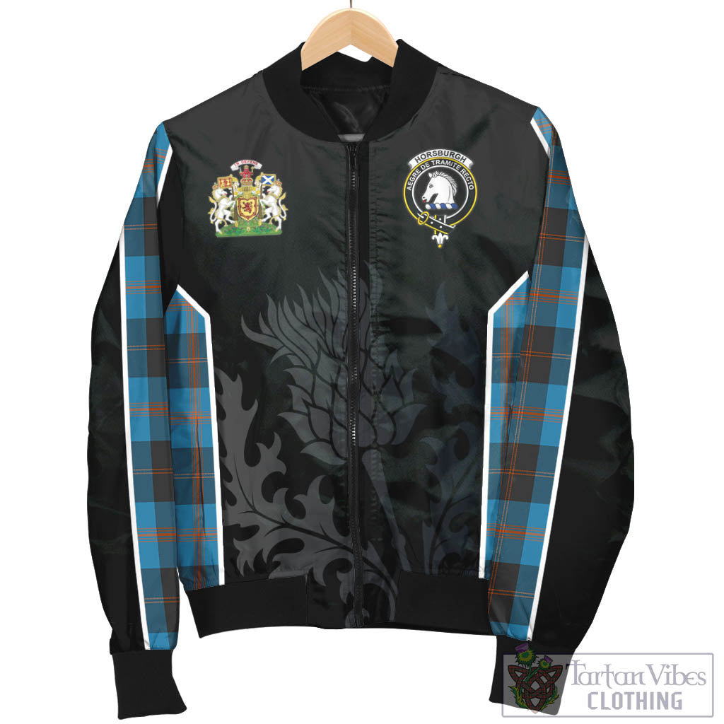 Horsburgh Tartan Bomber Jacket with Family Crest and Scottish Thistle Vibes Sport Style - Tartan Vibes Clothing