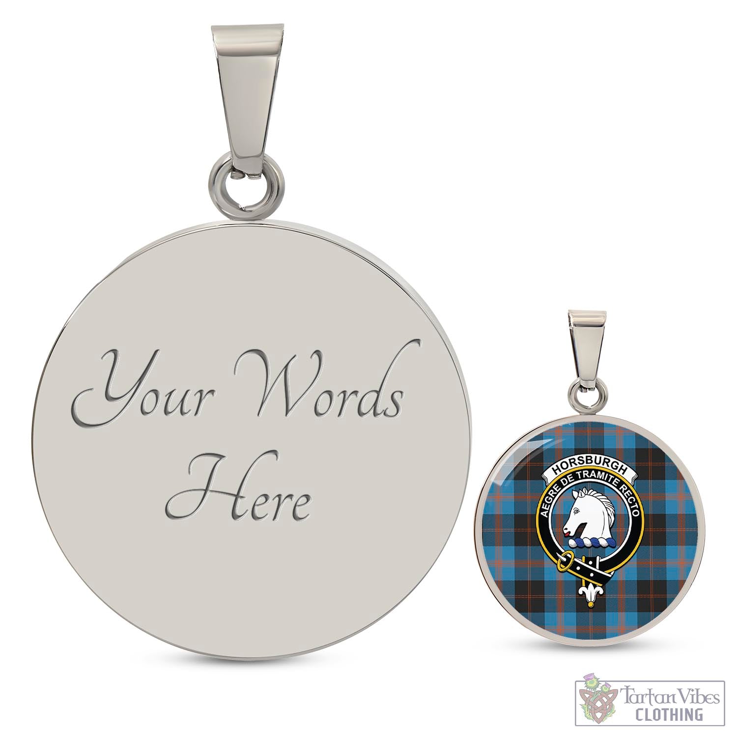 Horsburgh Tartan Circle Necklace with Family Crest Luxury Necklace (Silver) Yes - Tartan Vibes Clothing