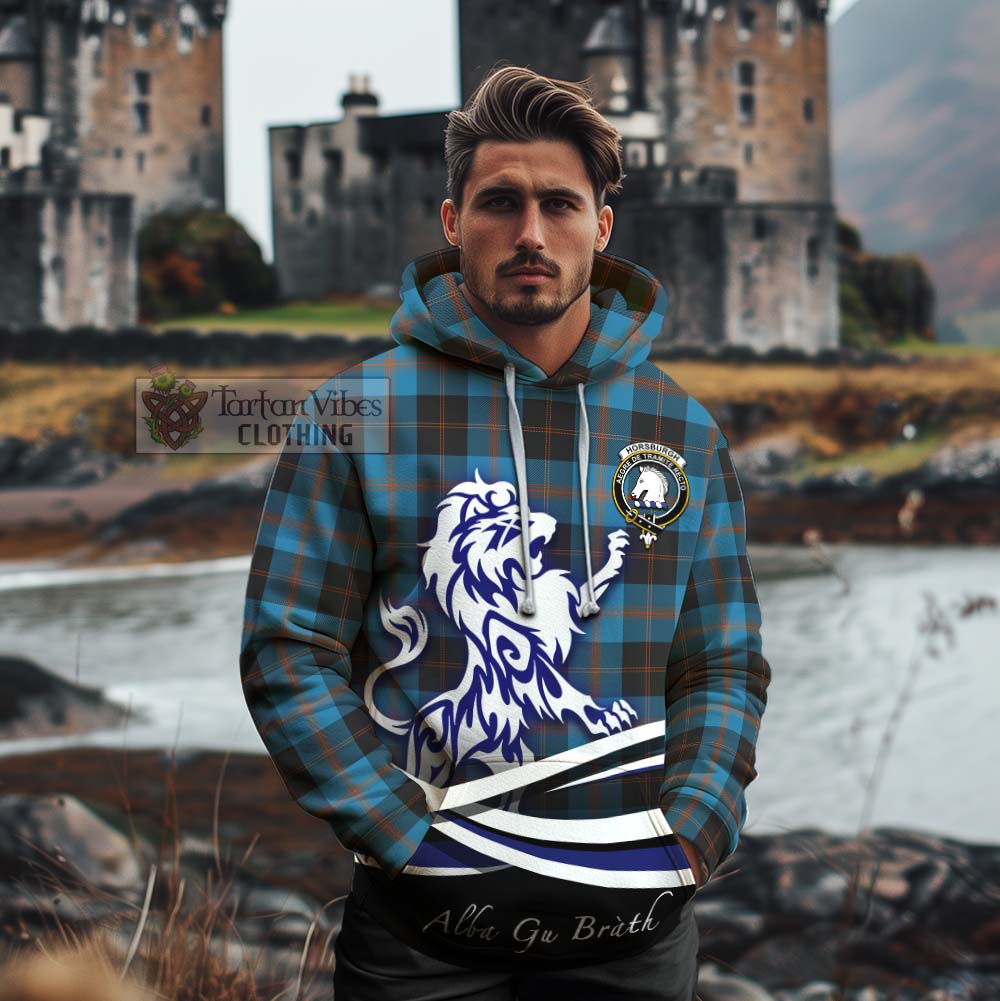 Horsburgh Tartan Cotton Hoodie with Alba Gu Brath Regal Lion Emblem - Tartan Vibes Clothing