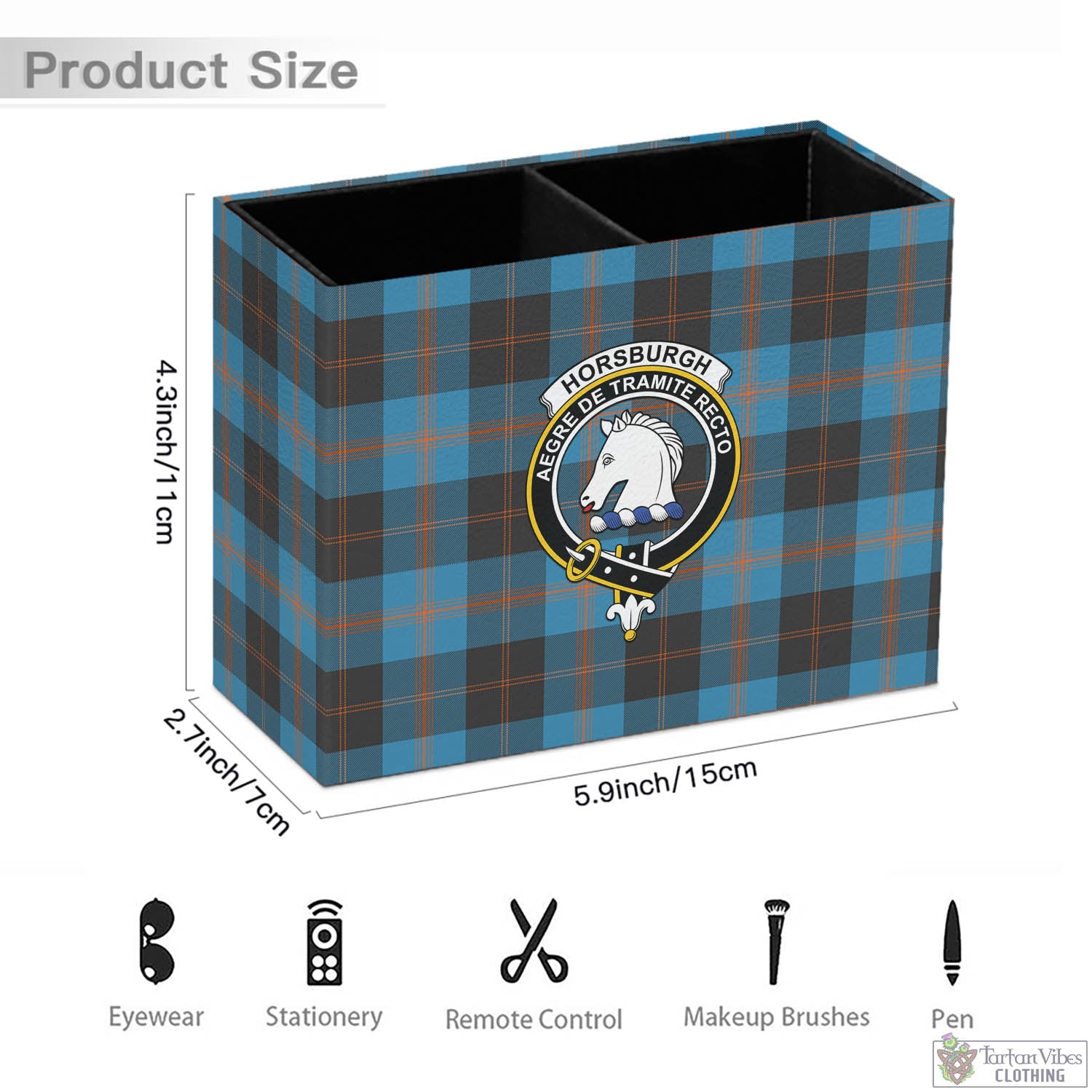 Horsburgh Tartan Pen Holder with Family Crest - Tartan Vibes Clothing