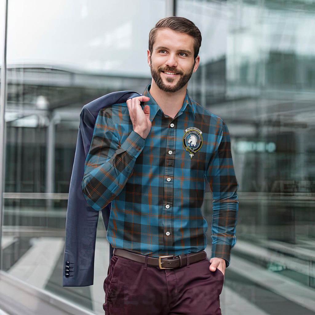 Horsburgh Tartan Long Sleeve Button Up Shirt with Family Crest - Tartan Vibes Clothing