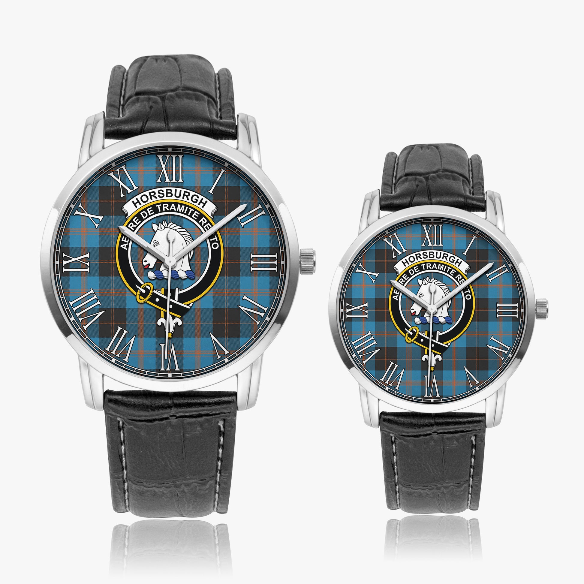 Horsburgh Tartan Family Crest Leather Strap Quartz Watch - Tartan Vibes Clothing